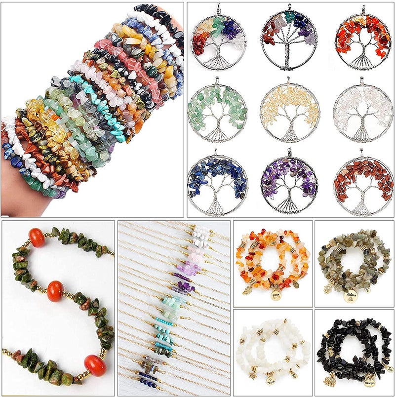 AD BEADS خرز طبيعي من رقائق AD 5-10 مم شكل حر غير منتظم مجموعة خرز من الأحجار الكريمة 34" أو 15 مجموعة صندوق رقائق مختلطة (مجموعة صندوق مختلط) - Image 5